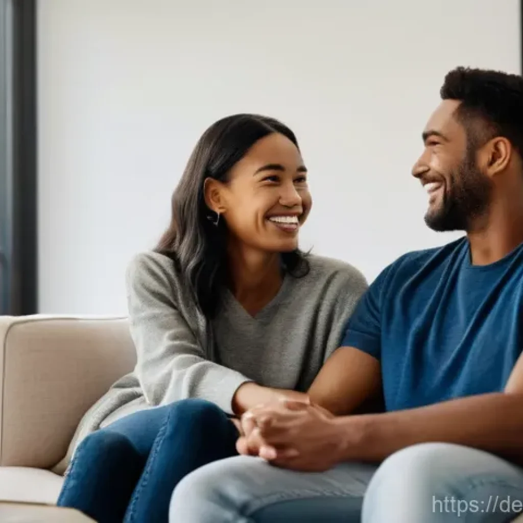 비상 재무계획의 효과적인 전달 방법 - **Prompt:** A young, diverse couple in their late 20s or early 30s, dressed in comfortable, modern c...