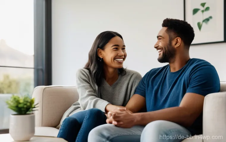 비상 재무계획의 효과적인 전달 방법 - **Prompt:** A young, diverse couple in their late 20s or early 30s, dressed in comfortable, modern c...