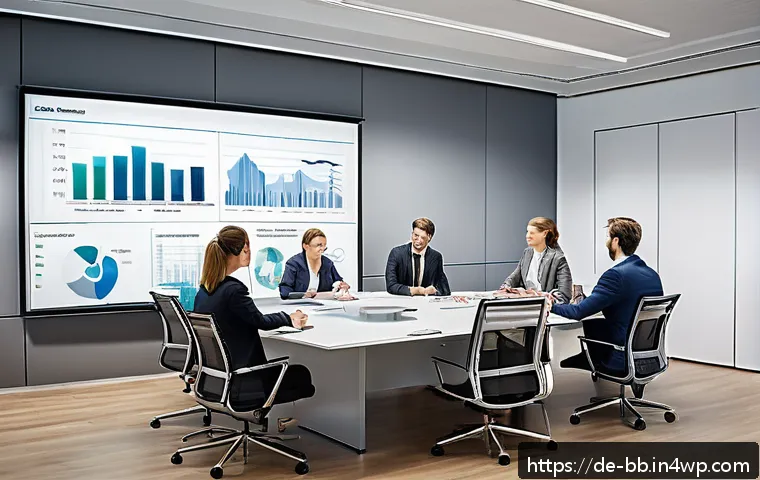 비상 재무계획의 지속 가능성 평가 - A professional German mid-sized company conference room scene, showing a diverse team of businesspeo...